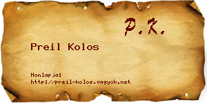 Preil Kolos névjegykártya